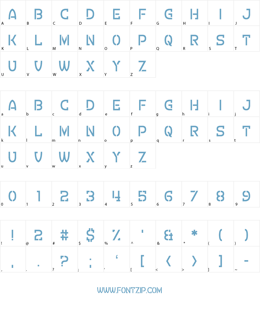 Crevice Stencil Font Character